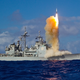 Guided missile cruiser USS Lake Erie launching SM-3 ballistic missile interceptor, 2013.